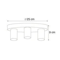 Facil loftlampe, 3 lyskilder, sort