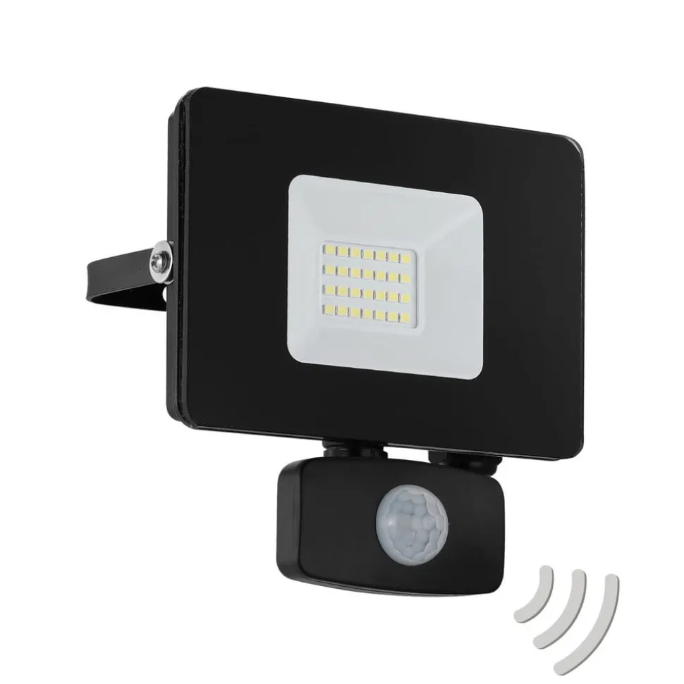 Faedo 3 udendørs LED-spot med sensor, sort, 20 W