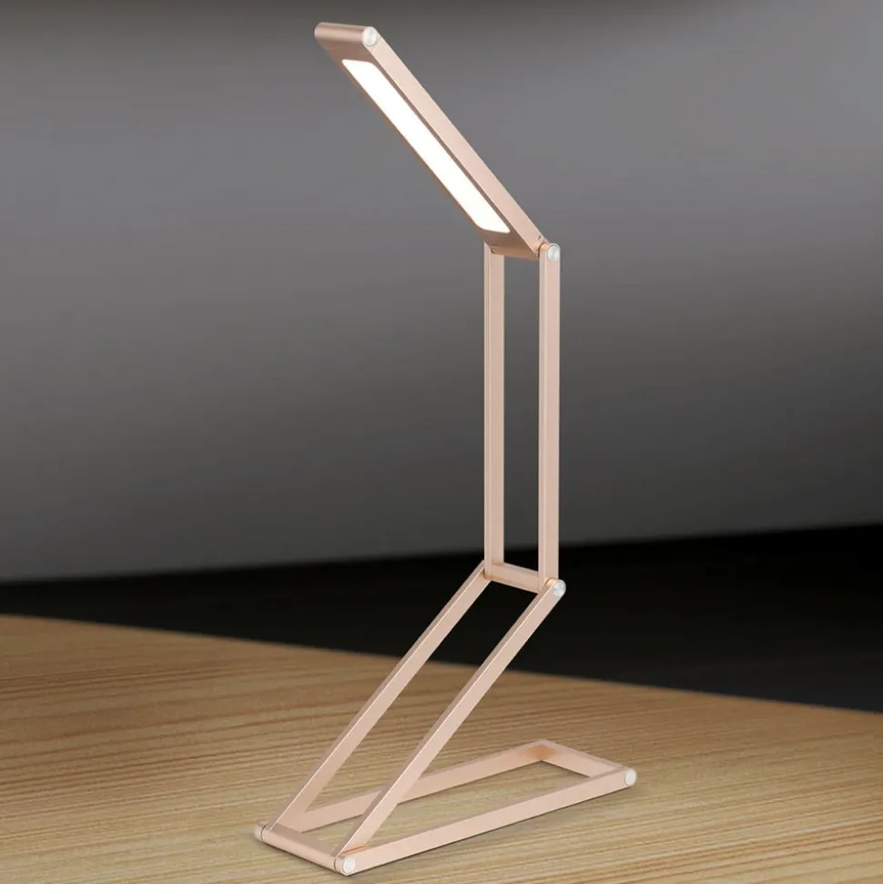 Falto LED genopladelig bordlampe, guldfarvet, aluminium, justerbar