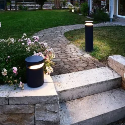 Faro LED-sokkellampe, højde 25 cm, mørkegrå, DALI, 3.000K