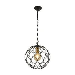 Finesse hængelampe, sort/guld, metal, Ø31,5 cm, E27