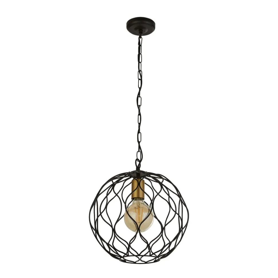 Finesse hængelampe, sort/guld, metal, Ø31,5 cm, E27