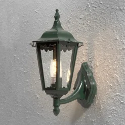 Firenze udendørs væglampe, grøn, fatning øverst, 48 cm
