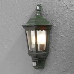 Firenze udendørs væglampe halvcirkel, sensor, grøn