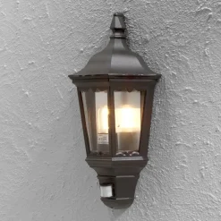 Firenze udendørs væglampe halvcirkel, sensor, sort