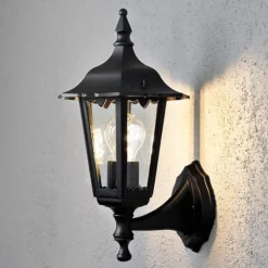 Firenze udendørs væglampe, sort, fatning øverst, 36 cm