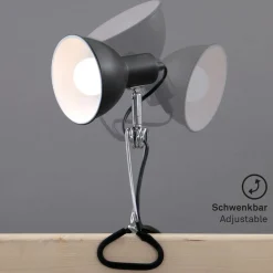 Fix-klemmelampe, metalskærm, sort