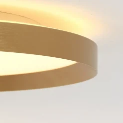 Flady loftlampe, guldfarvet, Ø 50 cm direkte/indirekte