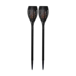 Flame solcelle LED-lampe m. jordspyd, sæt m. 2 stk