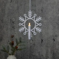 Flamme Snow LED-dekorationslampe med vokslys