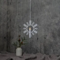 Flamme Snow LED-dekorationslampe med vokslys