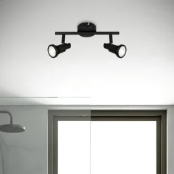 Flamo LED-loftspot IP44 2 lyskilder justeres, sort