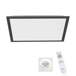 Flat LED-loftlampe, CCT, sort, 45 x 45 cm