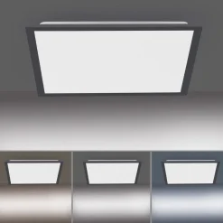 Flat LED-loftlampe, CCT, sort, 45 x 45 cm