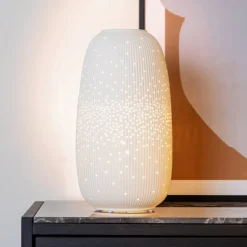 Flores bordlampe, Ø 17,5 cm, porcelæn, hvid, E14