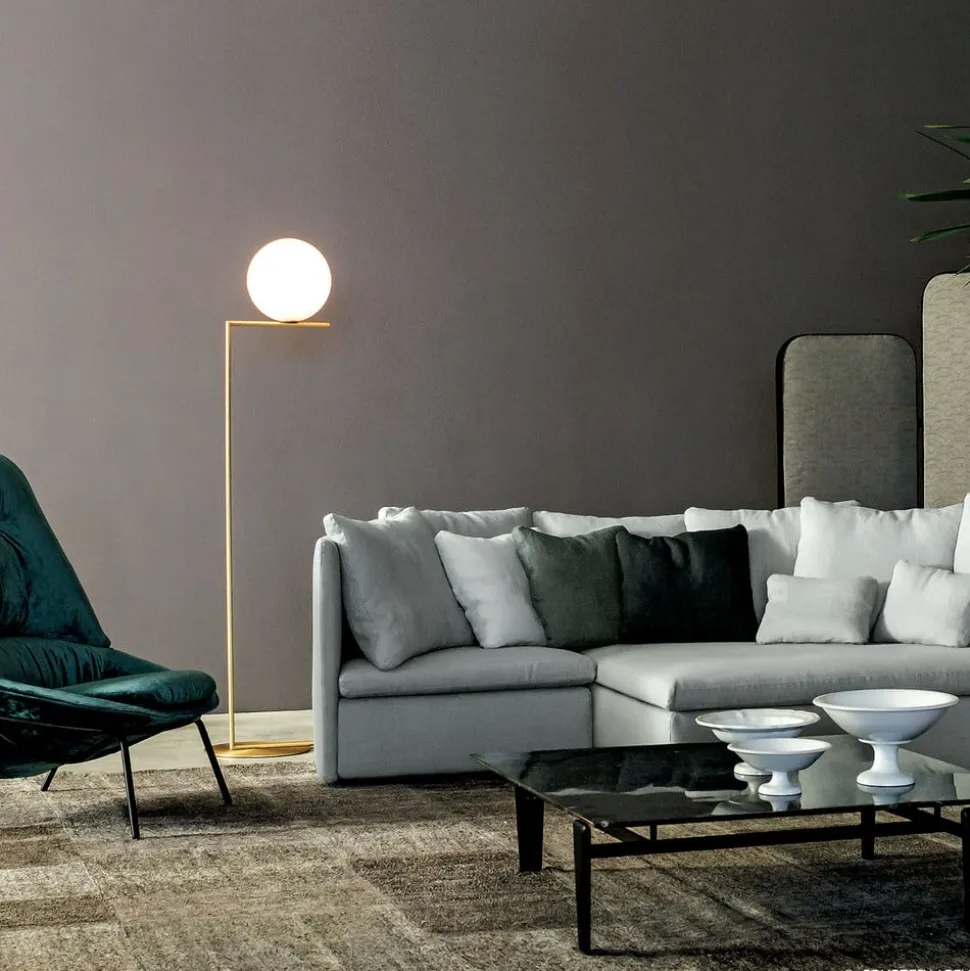 FLOS IC F2 gulvlampe børstet messing