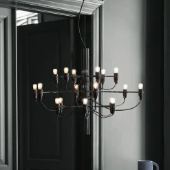 FLOS 2097/18 LED-lysekrone, matteret, sort