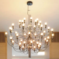 FLOS 2097/30 lysekrone med 30 lys, krom, frostet