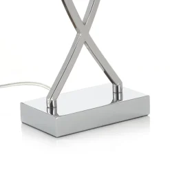 Flot tekstil-bordlampe Anni, krom/hvid