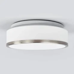 Flush loftlampe IP44, Ø 28 cm, satineret sølv