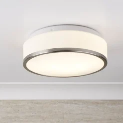 Flush loftlampe IP44, Ø 28 cm, satineret sølv