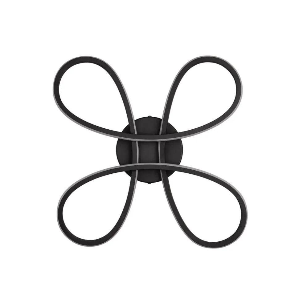 Fly LED-loftslampe, mat sort, 3.000 K, 40 cm x 40 cm