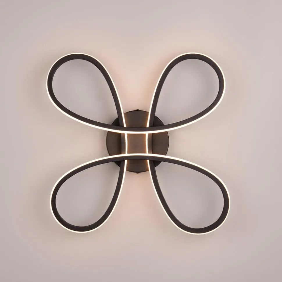 Fly LED-loftslampe, mat sort, 3.000 K, 40 cm x 40 cm