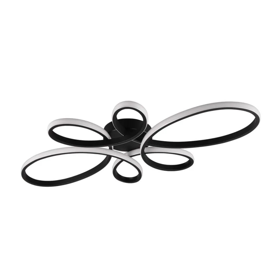 Fly LED-loftslampe, mat sort, 3.000 K, 83 cm x 45 cm