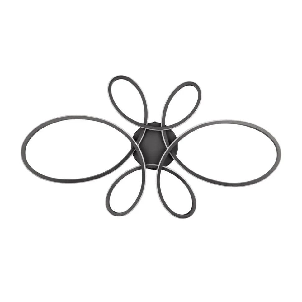 Fly LED-loftslampe, mat sort, 3.000 K, 83 cm x 45 cm