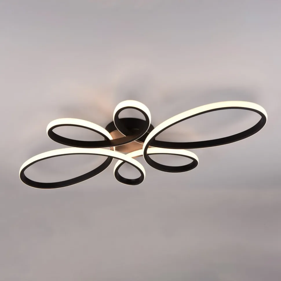 Fly LED-loftslampe, mat sort, 3.000 K, 83 cm x 45 cm