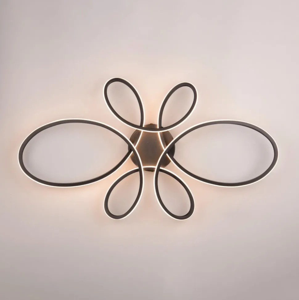 Fly LED-loftslampe, mat sort, 3.000 K, 83 cm x 45 cm