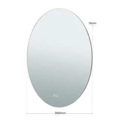 Focus LED-spejl, Ø 60 cm, CCT, antidug, berøringsdæmper