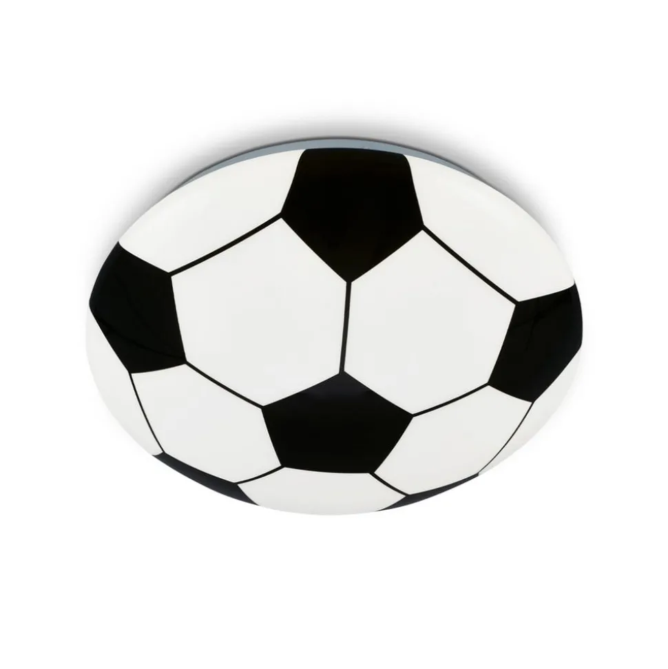 Fodbold LED-loftlampe, sort-hvid, Ø 27,5cm