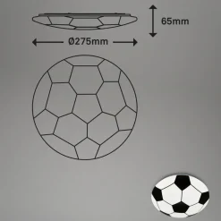 Fodbold LED-loftlampe, sort-hvid, Ø 27,5cm