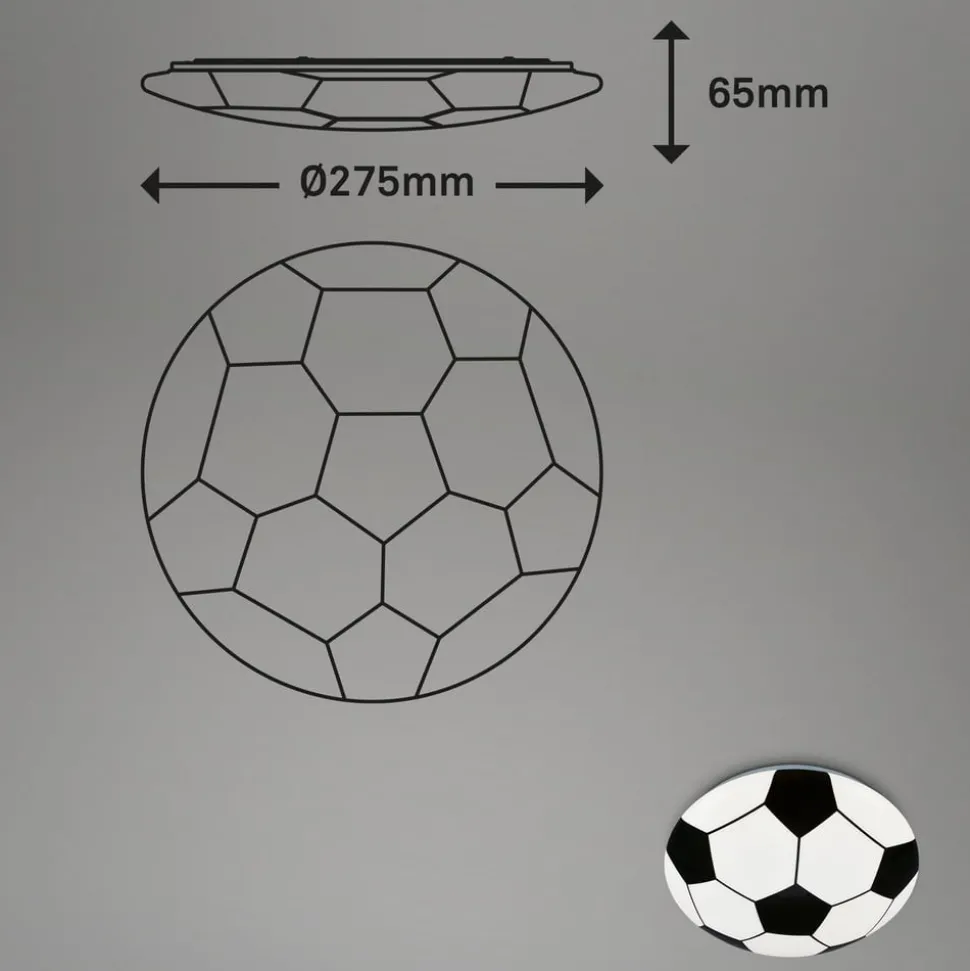 Fodbold LED-loftlampe, sort-hvid, Ø 27,5cm