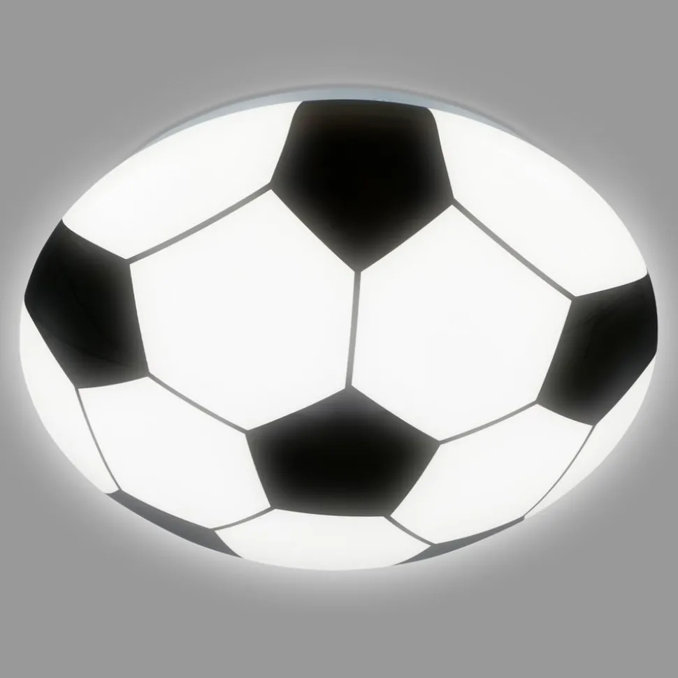Fodbold LED-loftlampe, sort-hvid, Ø 27,5cm