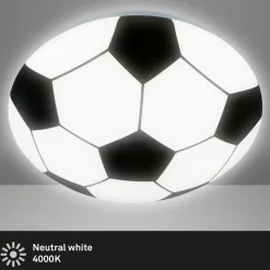 Fodbold LED-loftlampe, sort-hvid, Ø 27,5cm