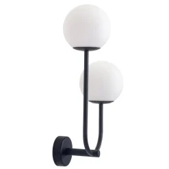 Forlight væglampe Sfera Double, sort, glas, bredde 23 cm