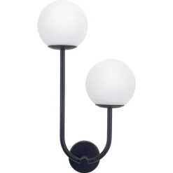 Forlight væglampe Sfera Double, sort, glas, bredde 23 cm
