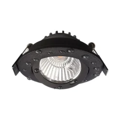 Forsænket loftlampe Dione, IP44, 2.700 K, sort, dæmpbar