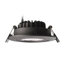 Forsænket loftlampe Dione, IP44, 2.700 K, sort, dæmpbar