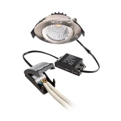 Forsænket loftlampe Dione, IP44, 2.700 K, nikkel, dæmpbar