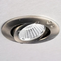 Forsænket loftlampe Dione, IP44, 4.000 K, nikkel, dæmpbar