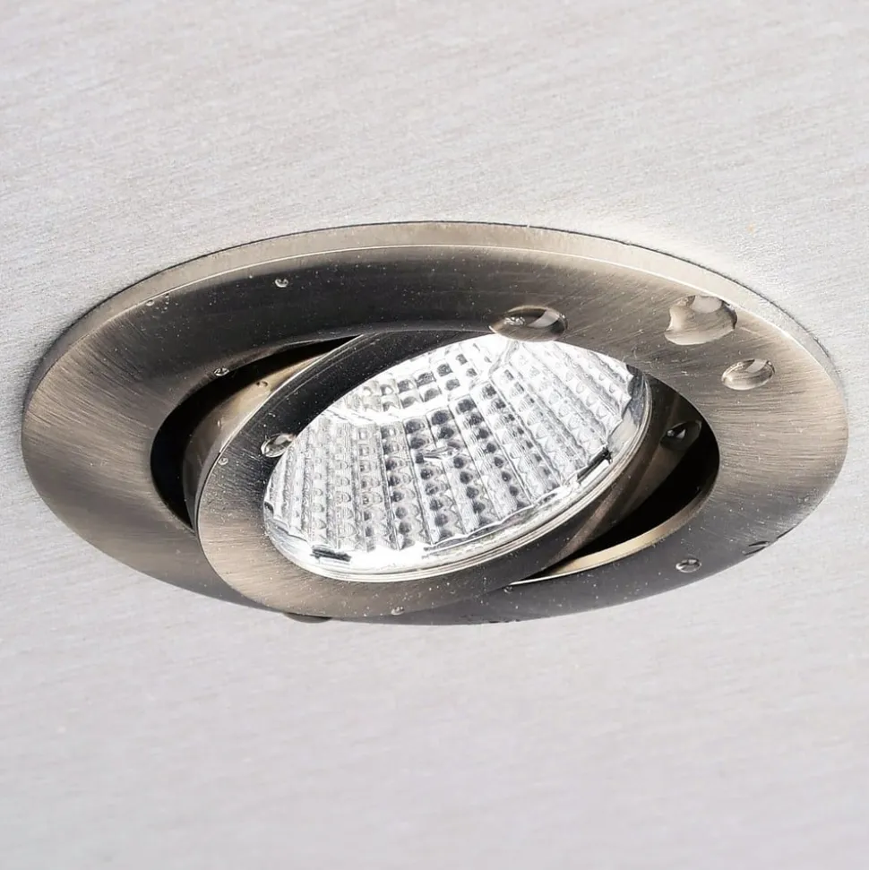 Forsænket loftlampe Dione, IP44, 4.000 K, nikkel, dæmpbar