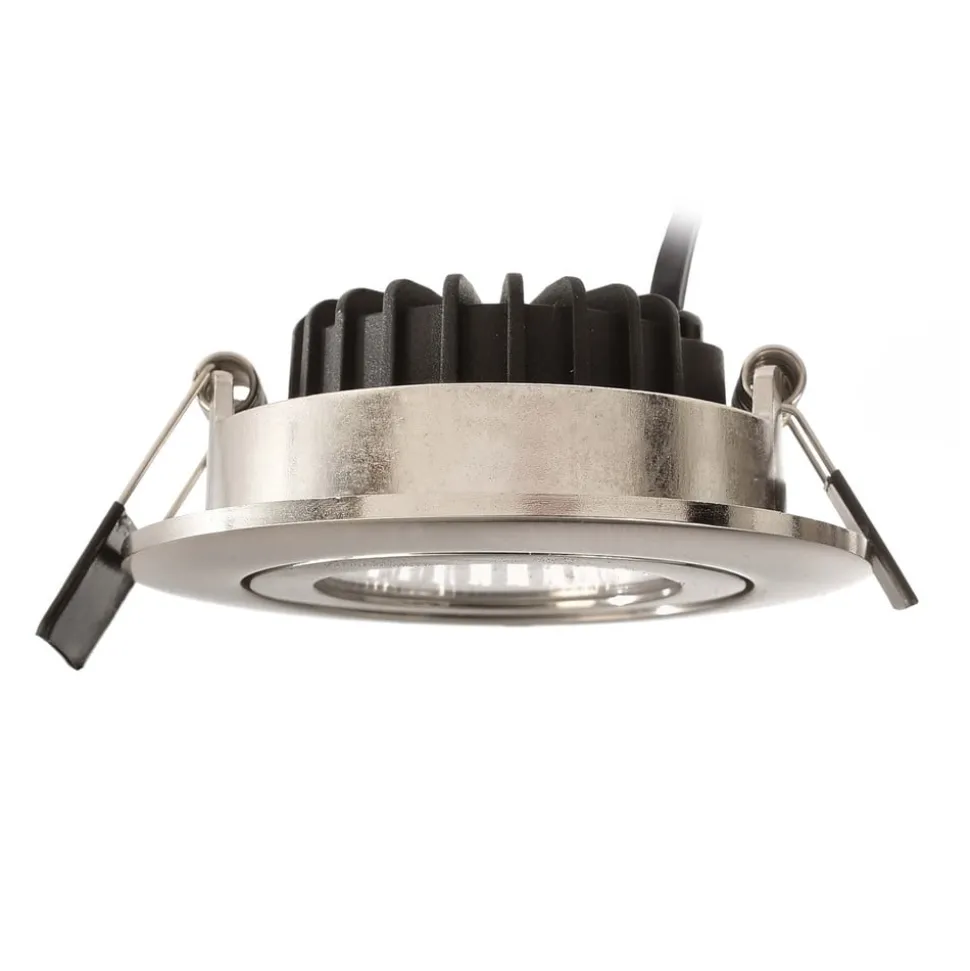 Forsænket loftlampe Dione, IP44, 4.000 K, nikkel, dæmpbar