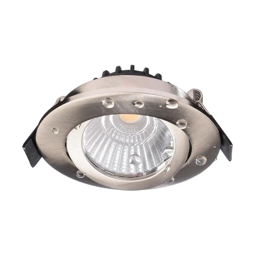 Forsænket loftlampe Dione, IP44, 3.000 K, nikkel, dæmpbar