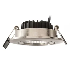Forsænket loftlampe Dione, IP44, nikkel, dæmpbar til varm