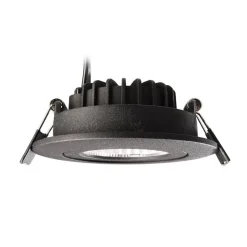 Forsænket loftlampe Dione, IP44, sort, dæmpbar til varm