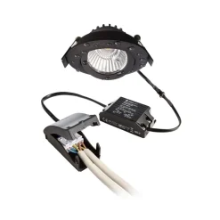 Forsænket loftlampe Dione, IP44, sort, dæmpbar til varm
