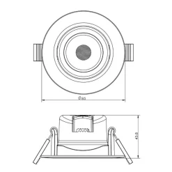Forsænket loftlampe SMD-68-230V, 4.000K, Ø8,5cm, sort